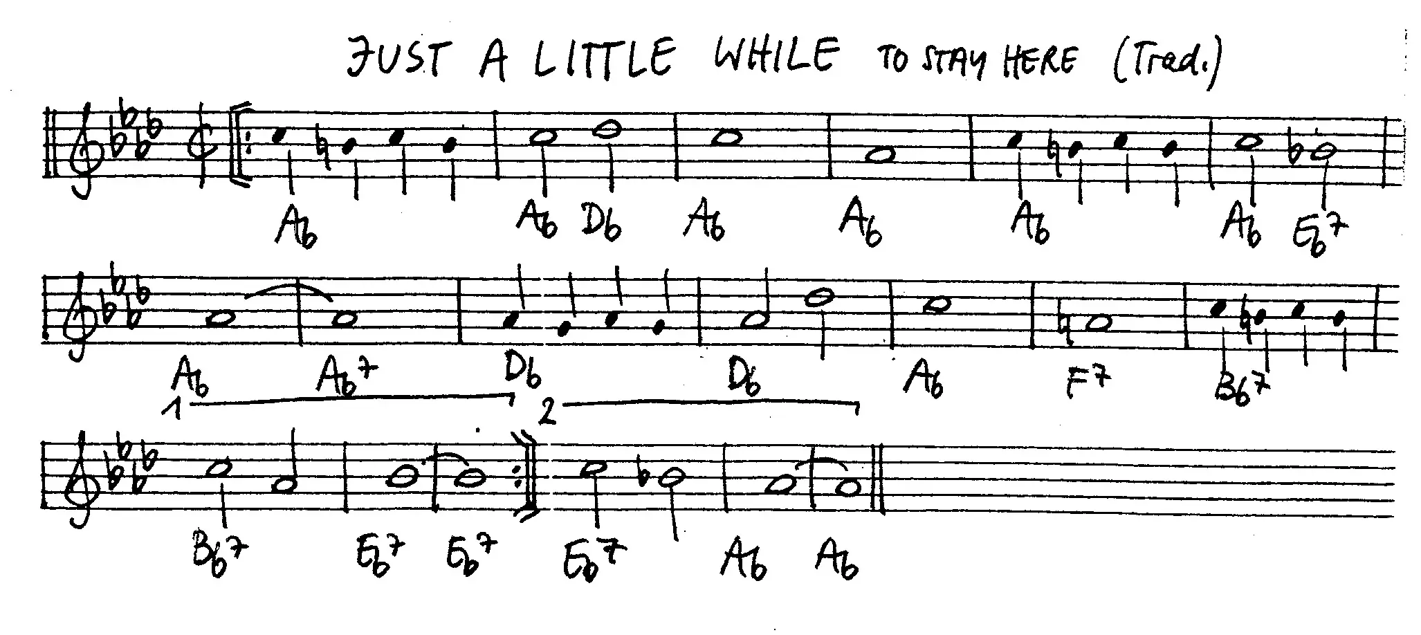 just a little while free jazz leadsheet - Courtesy of the Jungle Jazz Band